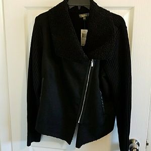 Neiman Marcus Motor jacket faux fur sweater XL